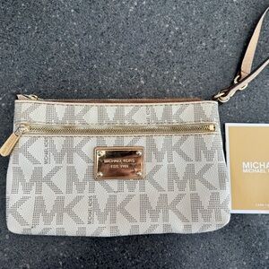 MICHAEL Michael Kors Gold and Beige Wristlet